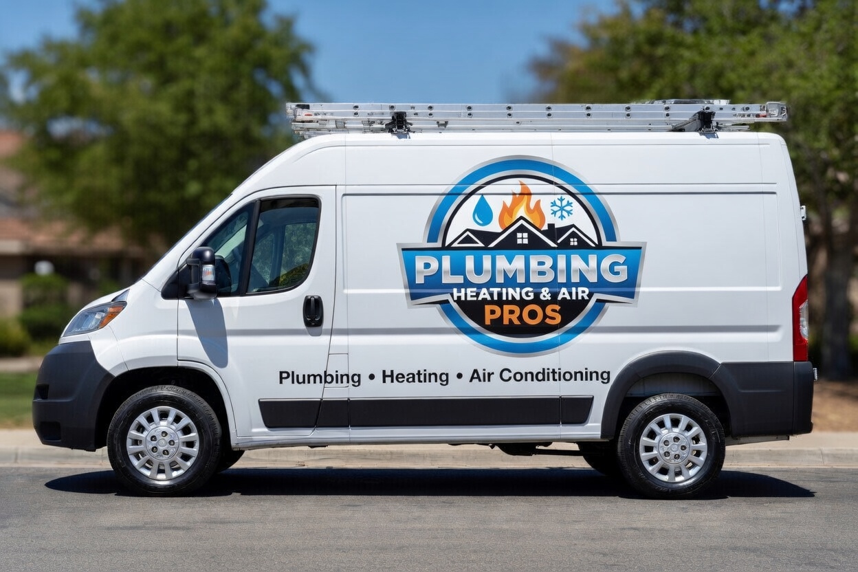 Local plumbing heating and air service van serving San Juan Capistrano